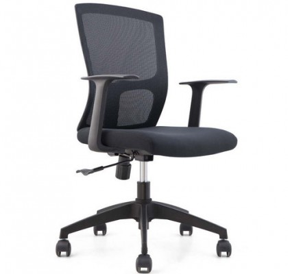 Cheap black mesh staff office chair nylon base swivel armchair for conference meeting room