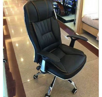 High quality cheap executive office chair with armrest leather PU swivel seats with chrome base